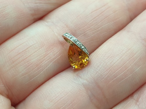 9ct gold citrine and - citrine, diamond