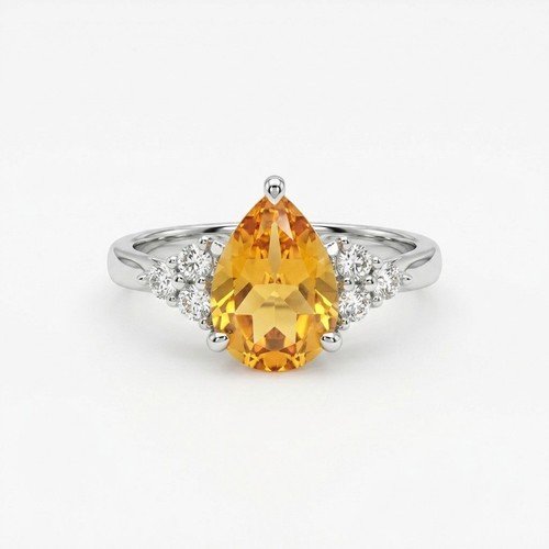 Natural citrine pear solitaire - citrine,