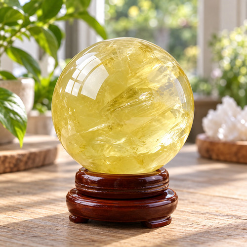 Natural citrine crystal sphere - citrine,