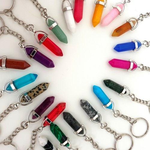 Crystal keyring natural - crystal, quartz