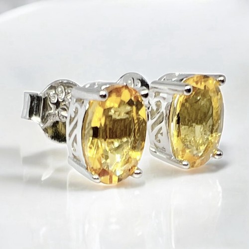 Citrine oval stud earrings - citrine,