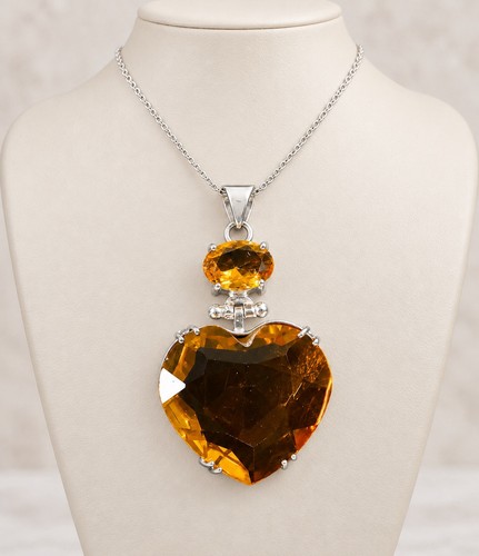 Citrine heart gemstone pendant - citrine,