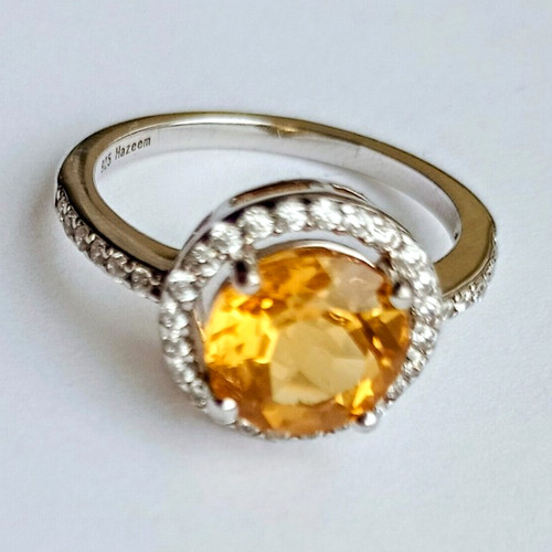 Round yellow citrine - citrine, cz