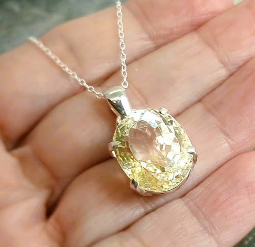 Cut citrine 925 silver - citrine, pendant