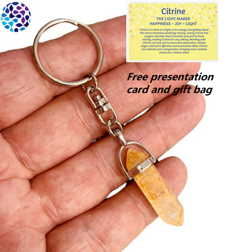 Citrine keyring point wand - point,