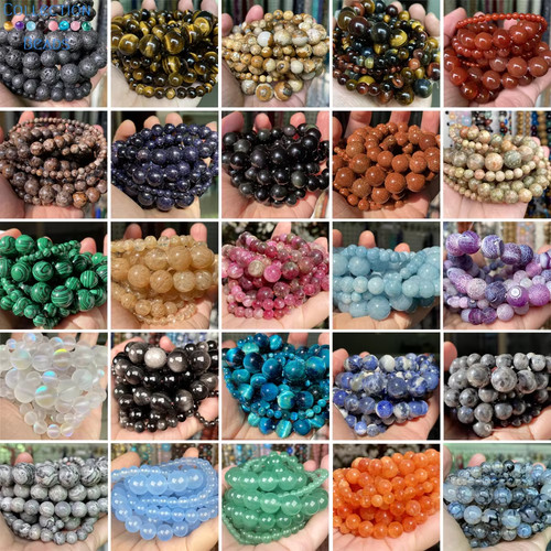 Natural stone beads tiger - natural,