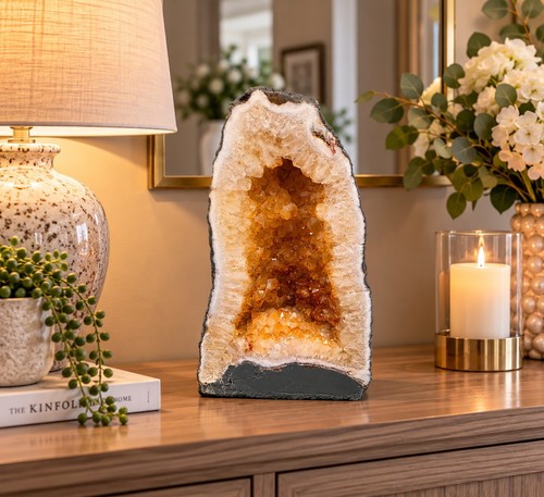 Citrine geode 566 crystal - citrine,