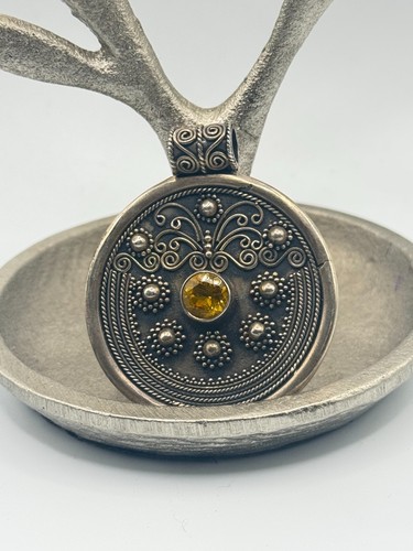 Vintage sterling round citrine - vintage,