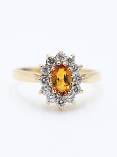 Gold citrine cluster ring 9ct - cluster,