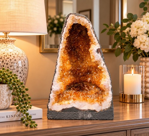 Citrine geode 576 crystal - citrine,