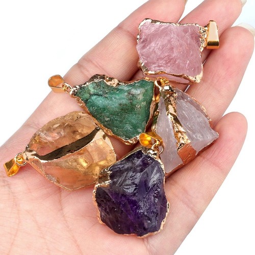 Natural stone crystal pendant - crystal,