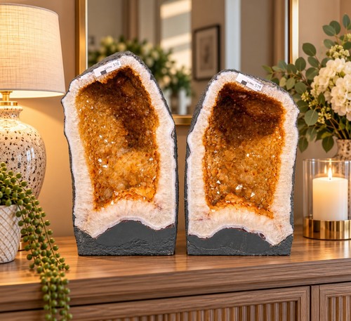Citrine geode pair 578 579 - citrine, &